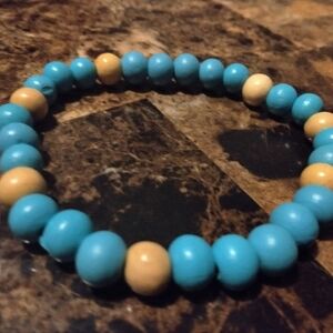 Elegant Blue and Tan Energy Beaded Bracelet